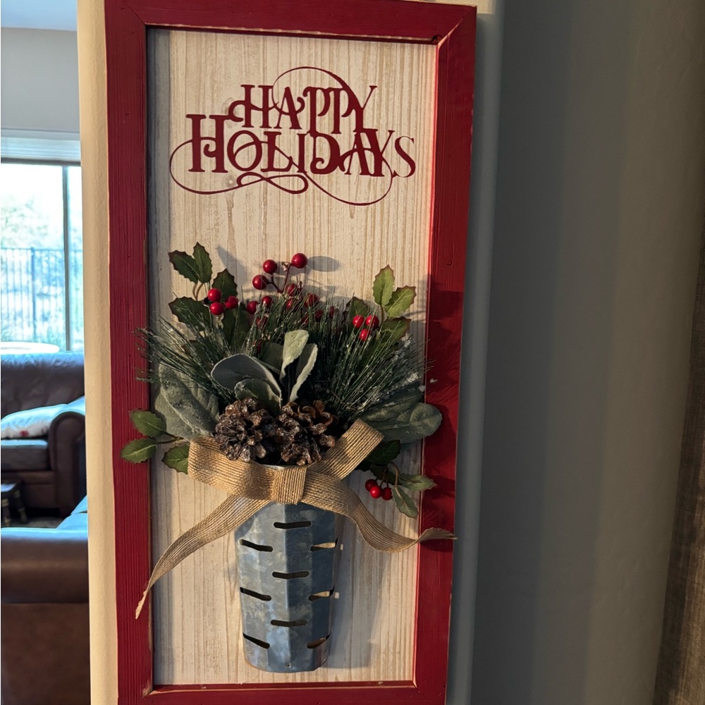 Festive Red and Green Holiday Decor with Evergreen Foliage